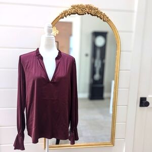 Paige Long Sleeve Blouse, maroon, size M